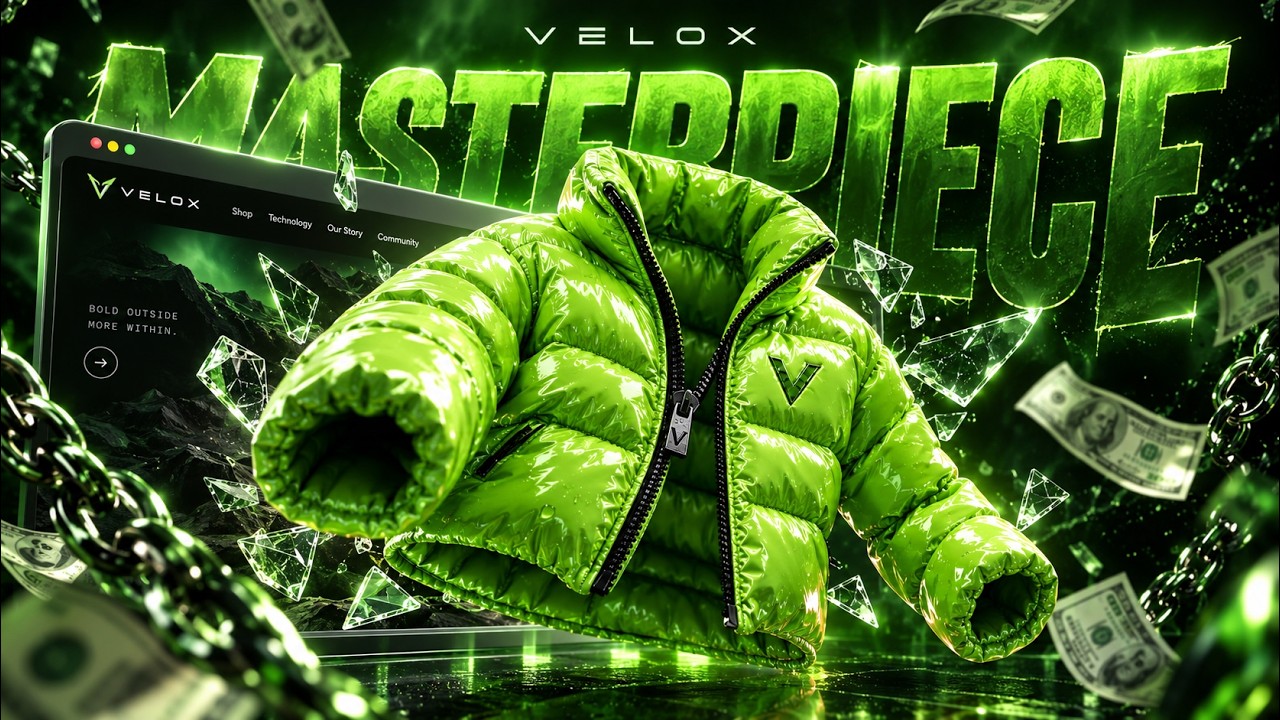 A 3D e-commerce website with a puffer jacket product, built with free AI tools